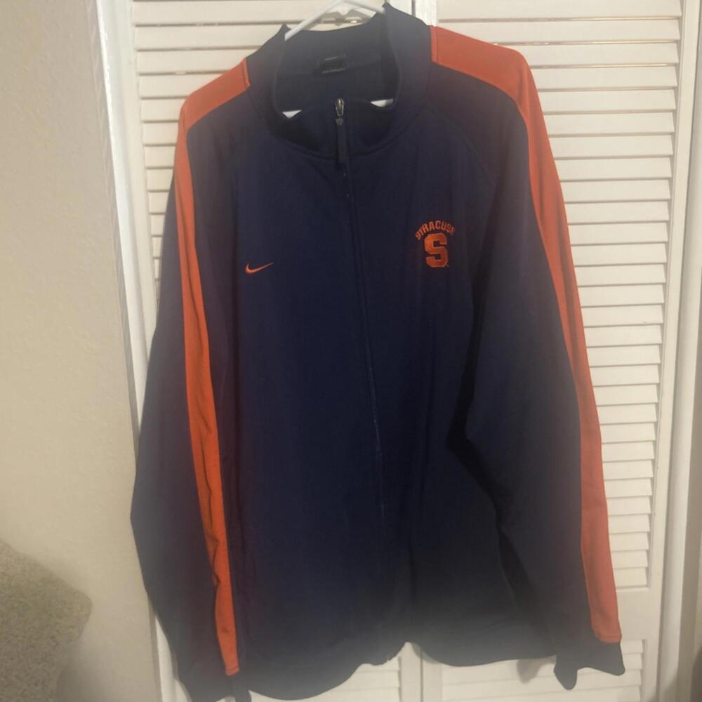 Nike Jacket Mens XL Blue Orange Syracuse Warm Up Side Zip Basketball On Court